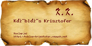 Köblös Krisztofer névjegykártya
